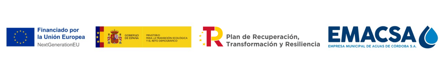 Proyecto financiado por la Unión Europea — NextGenerationEU, Gobierno de España (Ministerio para la Transición Ecológica y el Reto Demográfico), Plan de Recuperación, Transformación y Resiliencia, y EMACSA.